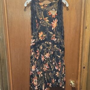 Free People Black and Orange Floral Mini Dress